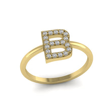 Load image into Gallery viewer, Letter B Ring In Gold Or Silver With Diamonds
