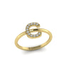 Letter C Ring In Gold Or Silver With Diamonds