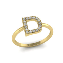 Load image into Gallery viewer, Letter D Ring In Gold Or Silver With Diamonds
