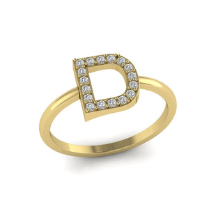 Letter D Ring In Gold Or Silver With Diamonds