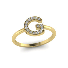 Load image into Gallery viewer, Letter G Ring In Gold Or Silver With Diamonds
