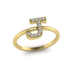 Load image into Gallery viewer, Letter J Ring In Gold Or Silver With Diamonds
