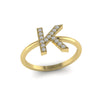 Letter K Ring In Gold Or Silver With Diamonds