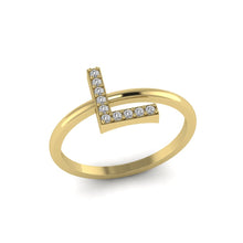 Load image into Gallery viewer, Letter L Ring In Gold Or Silver With Diamonds
