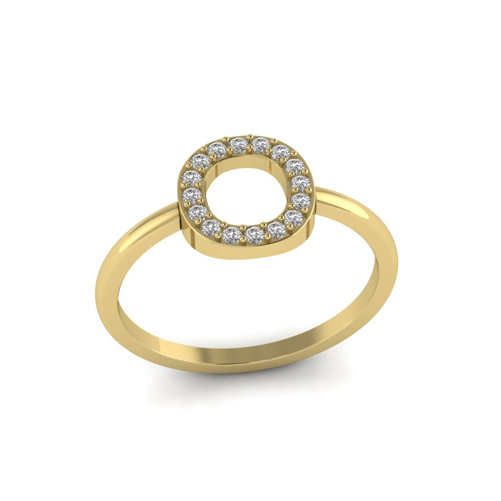 Letter O Ring In Gold Or Silver With Diamonds