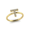 Letter T Ring In Gold Or Silver With Diamonds