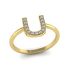 Letter U Ring In Gold Or Silver With Diamonds