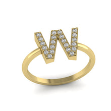 Load image into Gallery viewer, Letter W Ring In Gold Or Silver With Diamonds
