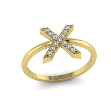 Load image into Gallery viewer, Letter X Ring In Gold Or Silver With Diamonds
