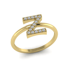 Load image into Gallery viewer, Letter Z Ring In Gold Or Silver With Diamonds
