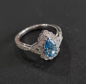 Stunning Vintage Inspired Blue Diamond Ring