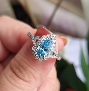 Stunning Vintage Inspired Blue Diamond Ring