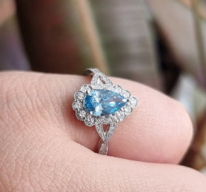 Stunning Vintage Inspired Blue Diamond Ring