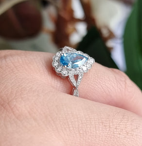 Stunning Vintage Inspired Blue Diamond Ring