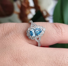 Load image into Gallery viewer, Stunning Vintage Inspired Blue Diamond Ring
