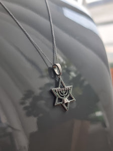 Menorah Pendant with Diamonds with Star of David | Judaism II