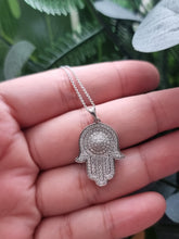 Load image into Gallery viewer, Hamsa Amulet Pendant Covered in White Diamonds | Hamsa I
