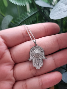 Hamsa Amulet Pendant Covered in White Diamonds | Hamsa I