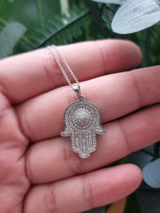 Hamsa Amulet Pendant Covered in White Diamonds | Hamsa I