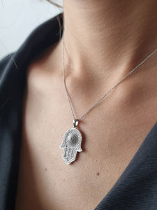 Hamsa Amulet Pendant Covered in White Diamonds | Hamsa I