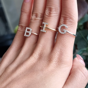 Letter D Ring In Gold Or Silver With Diamonds