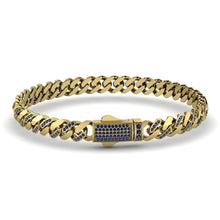 Load image into Gallery viewer, Cuban Style Bracelet with Blue Sapphires
