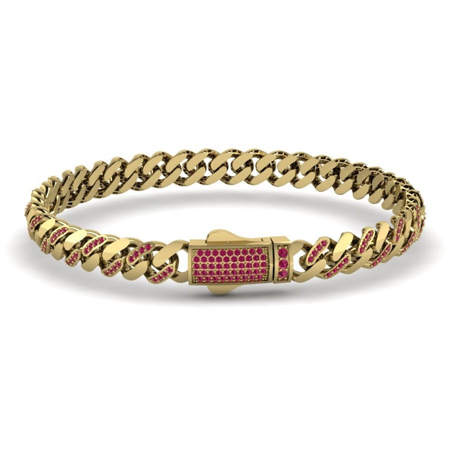 Cuban Style Bracelet with Rubies