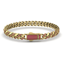 Load image into Gallery viewer, Cuban Style Bracelet with Rubies
