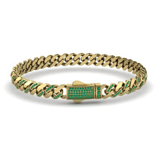 Load image into Gallery viewer, Cuban Style Bracelet with Emeralds
