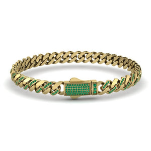 Cuban Style Bracelet with Emeralds