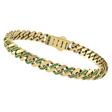 Load image into Gallery viewer, Cuban Style Bracelet with Emeralds
