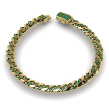 Load image into Gallery viewer, Cuban Style Bracelet with Emeralds
