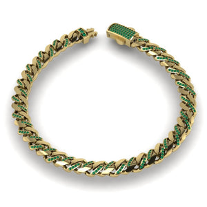 Cuban Style Bracelet with Emeralds