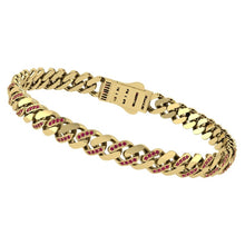 Load image into Gallery viewer, Cuban Style Bracelet with Rubies
