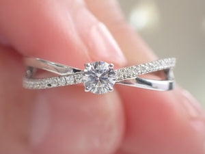 Engagement Ring with a Center Round White Diamond and Round White Side Diamonds | Fête Matrimony XXIII