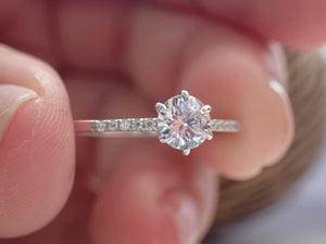 Classic Engagement Ring with a Center Round White Diamond and Round White Side Diamonds | Fête Matrimony XIII