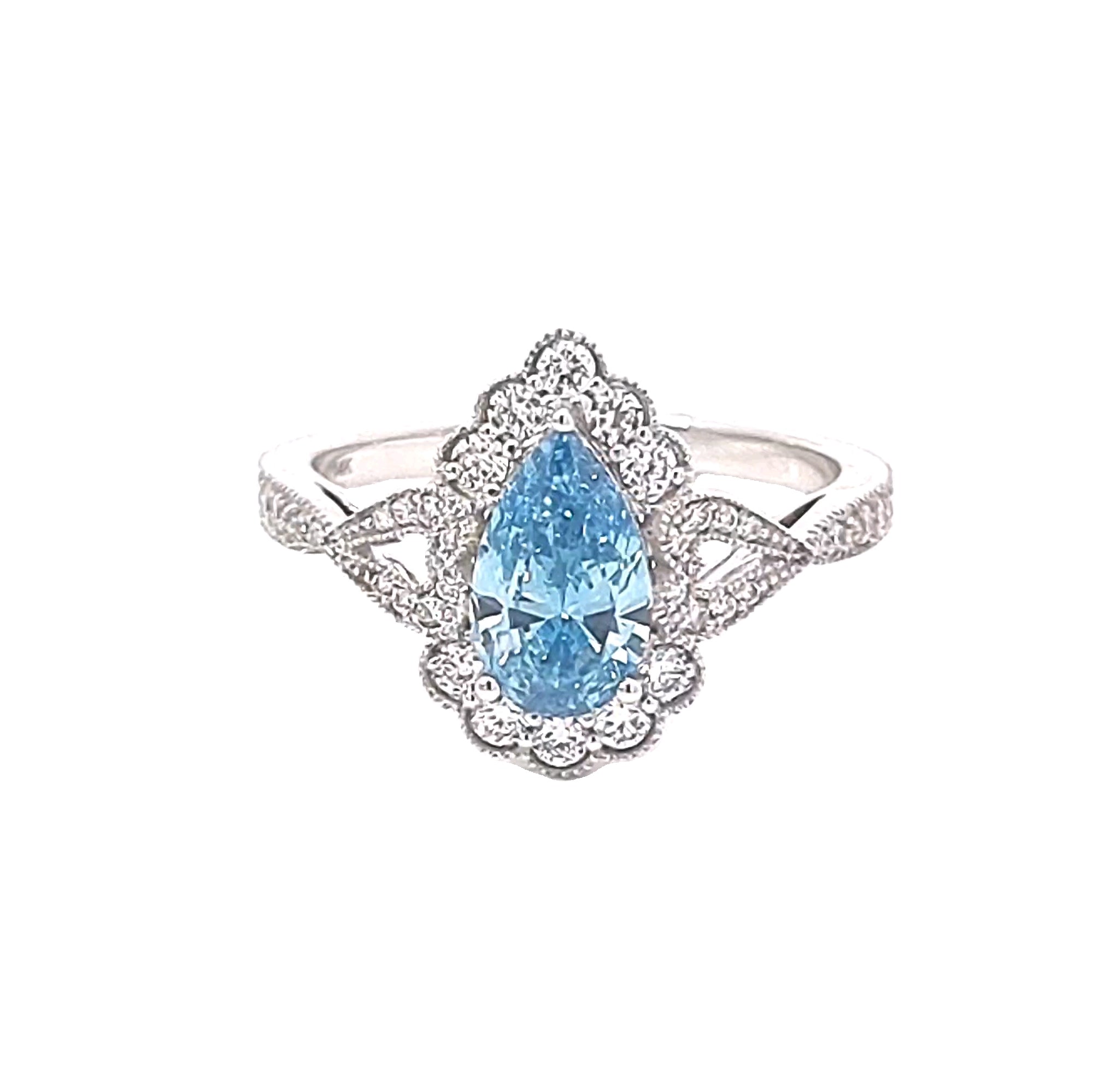 Stunning Vintage Inspired Blue Diamond Ring