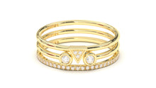 Load image into Gallery viewer, Stackable Ring with Three Round White Diamonds Inside a Pyramid | Mix &amp; Match Trio X
