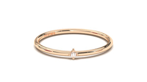 Stackable Ring with a Single Solitaire Round White Diamond | Mix & Match Trio XIII