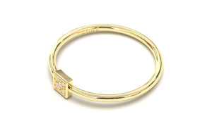 Ring with Square Box Encrusted with Round White Diamonds | Mix & Match Trio XVIII