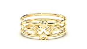 Stackable Ring with a Center Hollow Heart Design | Mix & Match Trio XXI