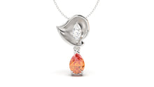 Load image into Gallery viewer, Pendant with Pearshape Orange Sapphire and a White Marquise Diamond | Bloom Flora V
