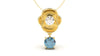 Pendant with Round Blue Topaz and a Single Round White Diamond | Bloom Flora VII