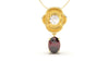 Pendant with Oval Garnet and a Single Round White Diamond | Bloom Flora VIII