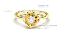 Load image into Gallery viewer, Flower Theme Ring with a Single Round White Diamond | Bloom Flora XIV
