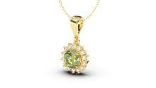 Load image into Gallery viewer, Vintage Style Pendant with Round Green Peridot and Round White Diamonds  | Heritage Retro X
