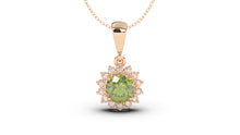 Load image into Gallery viewer, Vintage Style Pendant with Round Green Peridot and Round White Diamonds  | Heritage Retro X
