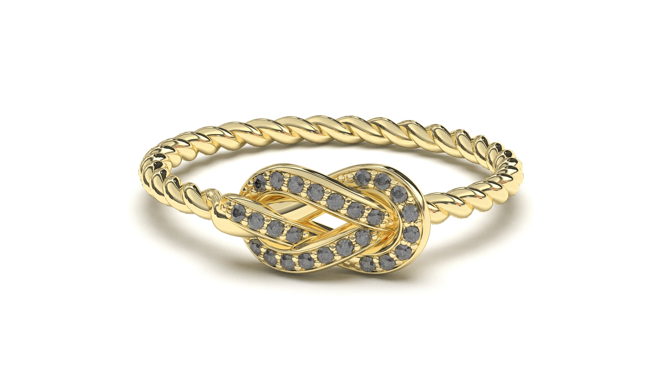 Braid Style Ring Set with Round Black Diamonds | Knots Twist IV