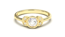 Load image into Gallery viewer, Ring with Center Round Diamond and Round White Diamond Side Stones | Fête Matrimony XXIV
