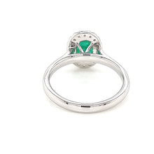 Load image into Gallery viewer, Emerald Halo Ring with White Diamonds made in 9K White Gold
